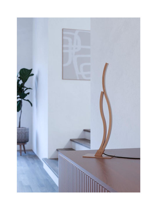 Eglo Led Nightstand Lamp Grisolia Curved Table Lamp Room Decor Bedroom Living Room Lamp Made Metal Plastic In Wood Look Neutral White H 45.5 Cm