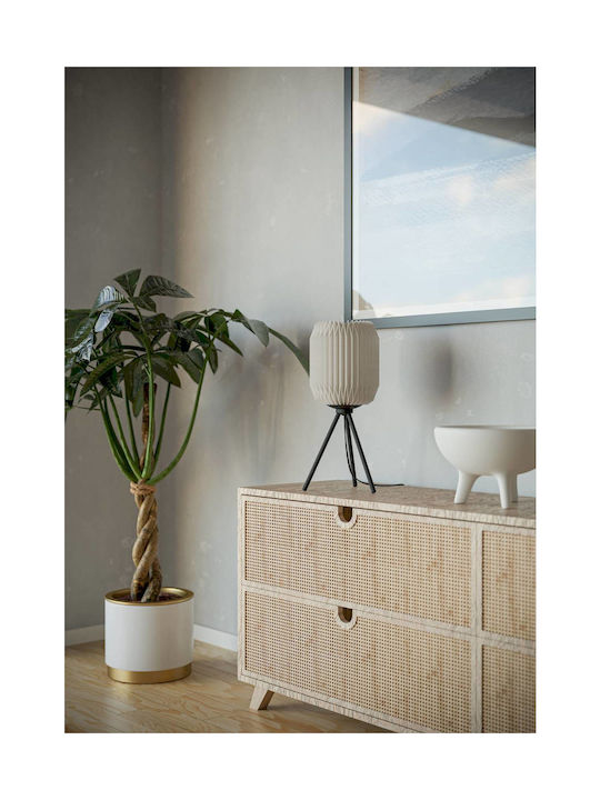 Eglo Belgrave Decorative Table Lamp Japanese Nightstand Lamp Made with Black Metal and White Paper for Room Decor Bedroom E27 Socket