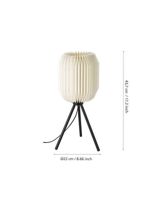 Eglo Belgrave Decorative Table Lamp Japanese Nightstand Lamp Made with Black Metal and White Paper for Room Decor Bedroom E27 Socket