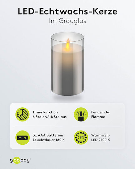Goobay Lustră Decorativă Lumânare Gri