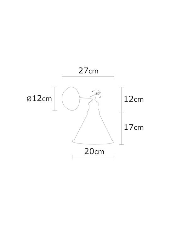 Opviq Lampa De Perete Cu Bază De Bec E27 Auriu 20x29cm