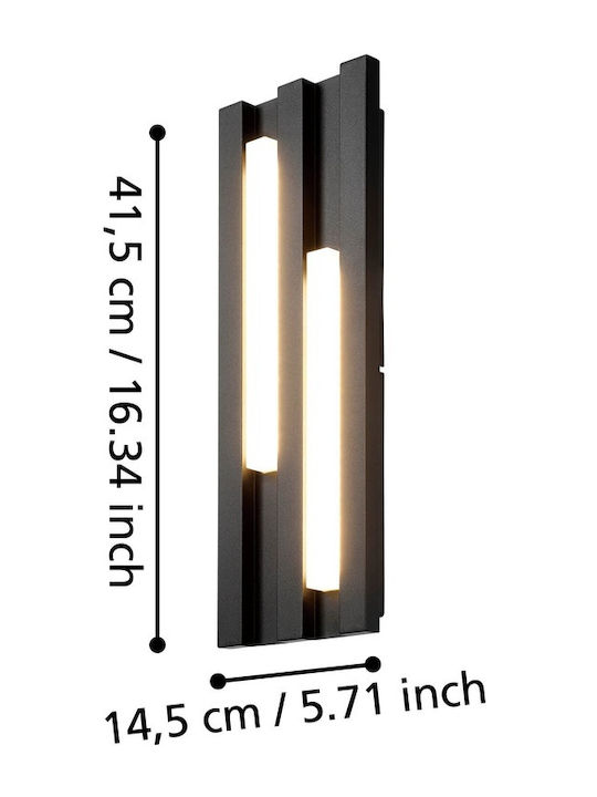 Eglo Fandina Wall-Mounted Outdoor Ceiling Light LED IP55 with Warm White Light 14.5x41.5εκ.