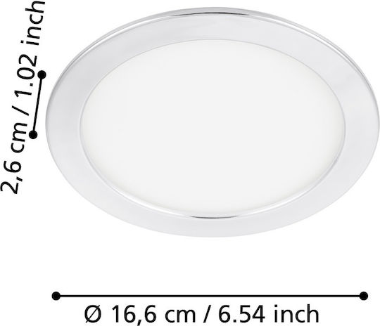 Eglo Στρογγυλό Χωνευτό LED Panel 10.5W με Φυσικό Λευκό Φως 4000K 16.6εκ.