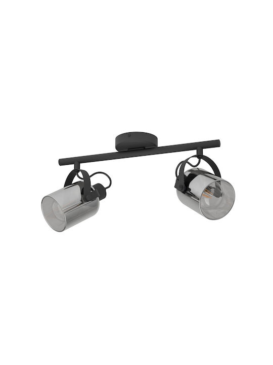 Eglo Berregas Double Spot with Socket E27 in Black Color