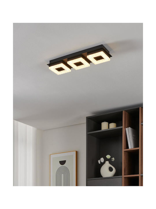 Eglo Fradelo Ceiling Mount Light 46cm Black with Integrated LED and Crystals