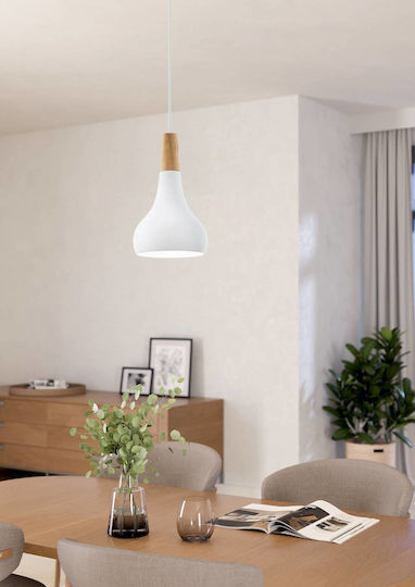 Eglo 901177-κρεμαστό Φωτιστικό Οροφής Sabinar 1xe27 60w 230v Δ.18cm Λευκό-fsc Πιστοποιημένο