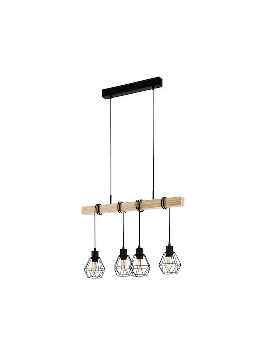 Eglo 44075 Pendant Ceiling Light Townshend 4xe27 60w 230v FSC Certified