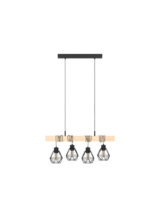 Eglo 44075 Pendant Ceiling Light Townshend 4xe27 60w 230v FSC Certified
