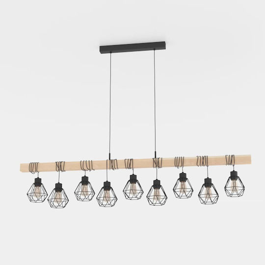 Eglo 44077 Pendant Ceiling Light Townshend 9xe27 60w 230v FSC Certified