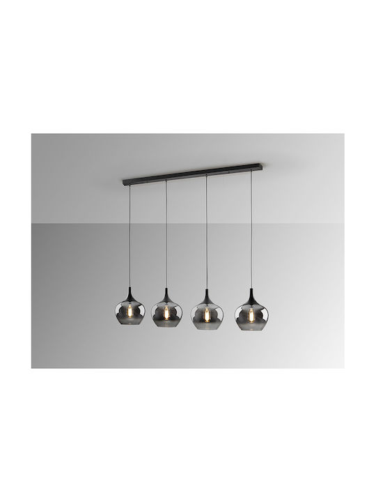 Opaz Adjustable Pendant Light Black for 4 Bulbs E27 19x19cm