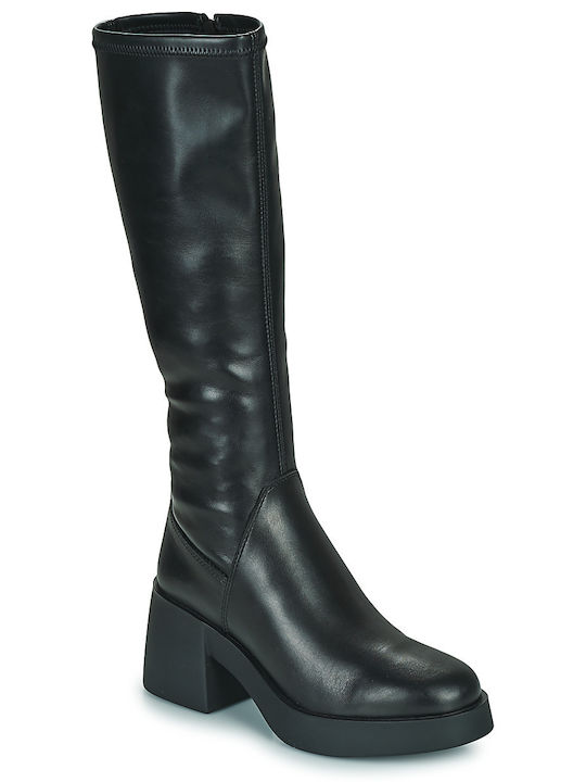 Anatomic Leather Medium Heel Women's Boots with Zipper Black
