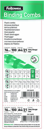 Fellowes Plastic Spine / Spiral Bookbinding 16mm 100pcs