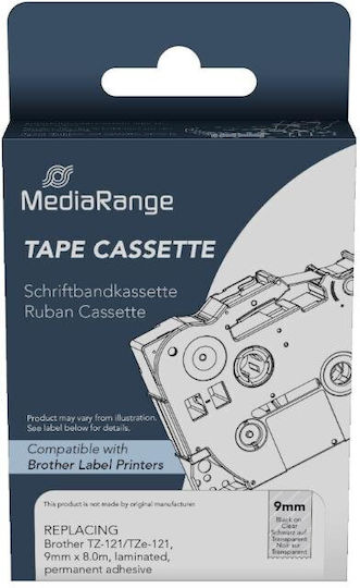 MediaRange Label Maker Tape in Black Colour Compatible with Brother TZe/TZ