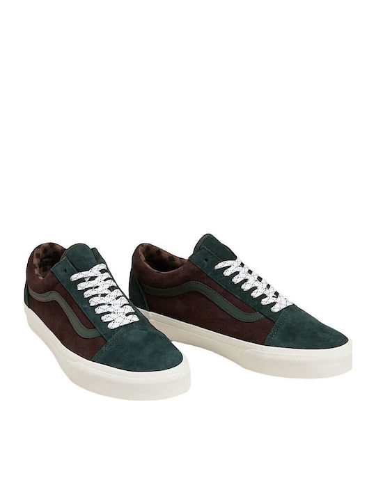 Vans Old Skool Adidași Din Piele Intoarsă Verde / Multicolor