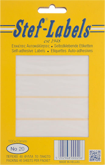 Stef Labels Small Adhesive Labels in White Color 100x23mm
