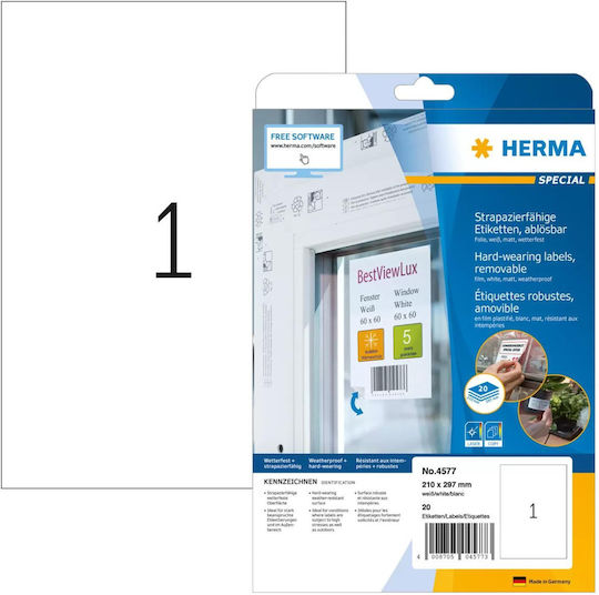 Herma 400 Self-Adhesive Rectangular A4 Labels 210x297mm
