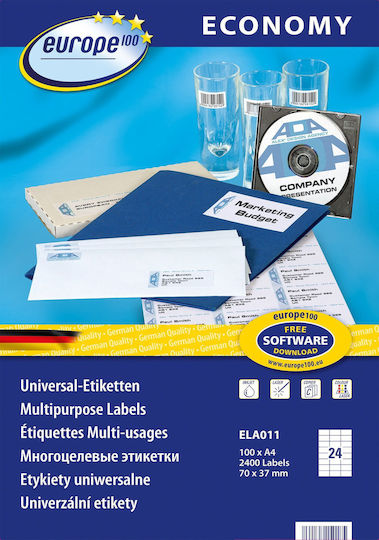 Avery 1600 Αυτοκόλλητες Ετικέτες Α4 Ορθογώνιες Economy 70x37mm