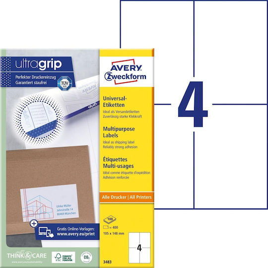 Avery Etichete autoadezive A4 Dreptunghiulare 105x148mm