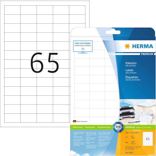 Herma 650 Self-Adhesive Rectangular A4 Labels 38.1x21.2mm