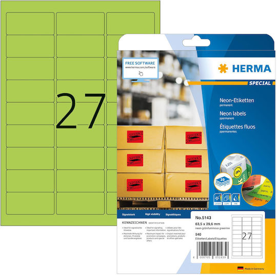 Herma 540 Αυτοκόλλητες Ετικέτες Α4 Ορθογώνιες 63.5x29.6mm