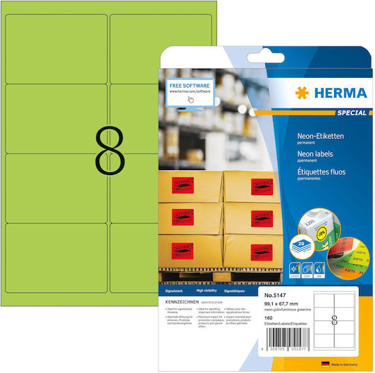 Herma 160 Αυτοκόλλητες Ετικέτες Α4 Ορθογώνιες 99.1x67.7mm