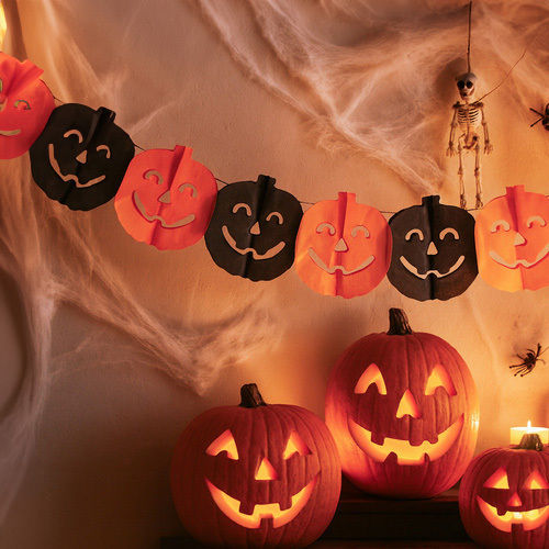 Ghirlandă Decorativă Dovleac Zola 3 M Halloween 17,5 × 17,5 Cm Hârtie Portocaliu Negru