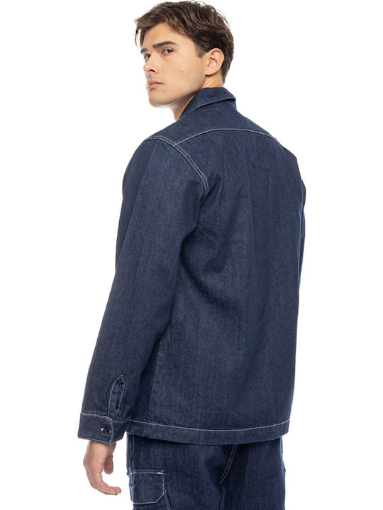 Μακρυμάνικo Τζιν Overshirt σε Φαρδιά Γραμμή Blue