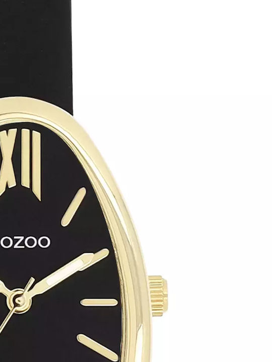 Oozoo Timepieces Γυναικείο Ρολόι 22mm Μπαταρίας με Μαύρο Δερμάτινο Λουράκι