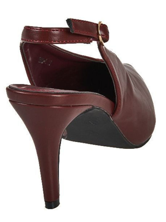 Pumps mit Riemchen & hoher Absatz Burgundisch