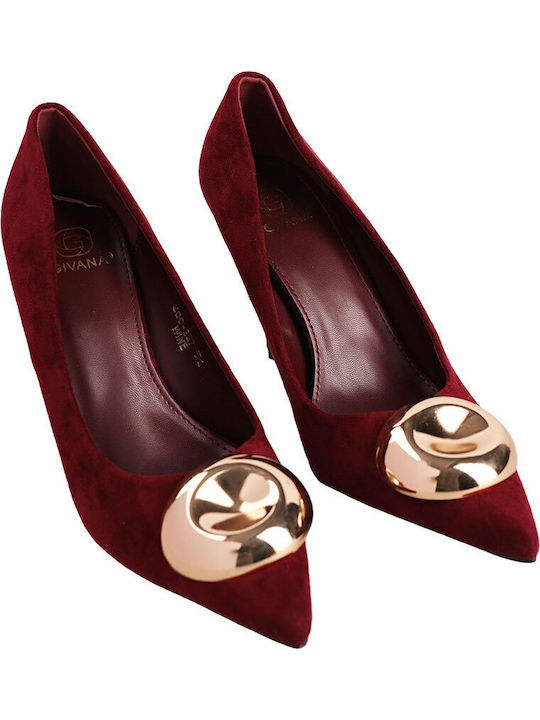 Suede Stiletto Burgundy High Heels