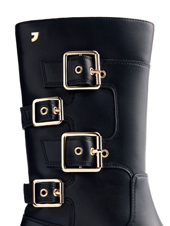 Leder Damenstiefel Schwarz