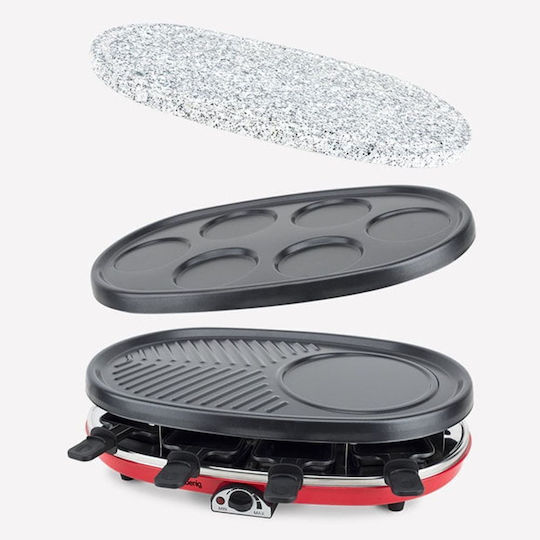 HKoenig Tischplatte Elektrogrill Raclette Glatte und Geriffelte Platte 1500W mit einstellbarem Thermostat 35.5cmx29.5cmcm