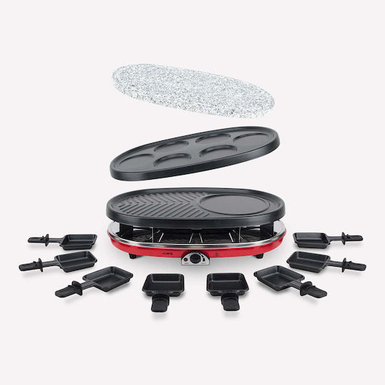 HKoenig Tischplatte Elektrogrill Raclette Glatte und Geriffelte Platte 1500W mit einstellbarem Thermostat 35.5cmx29.5cmcm