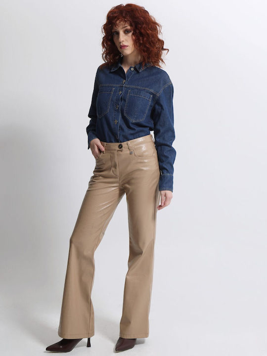 Women's Denim Long Sleeve Shirt Blue Jean