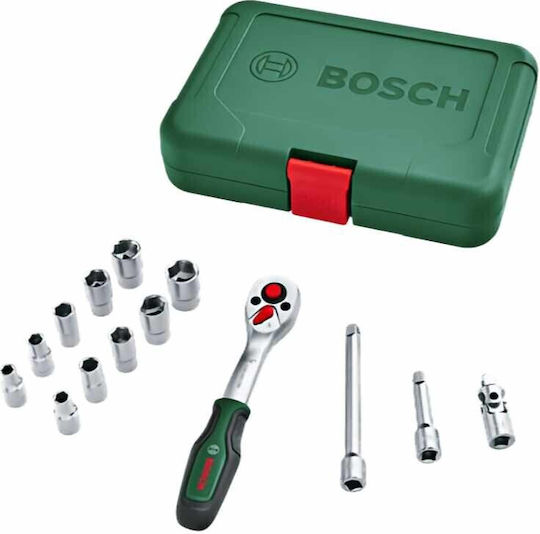 Bosch Καρυδάκια Εξάγωνα με Καρέ Υποδοχής 1/4" Σετ 14τμχ
