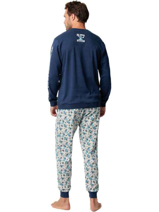 Disney Stitch Men's Winter Pajamas Set Blue