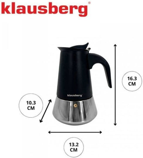 Klausberg Μπρίκι Espresso 4cups Inox Μαύρο