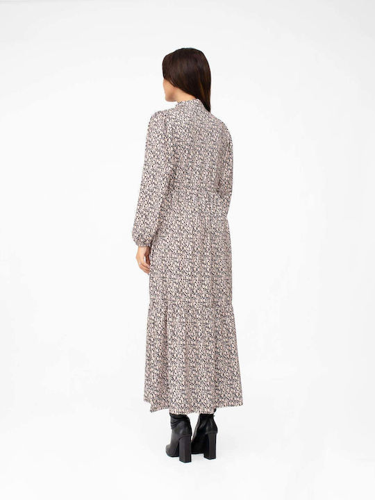 Rochie-Cămașă Midi Mânecă Lungă Maro