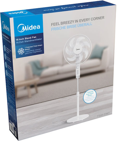 Midea Ανεμιστήρας Ορθοστάτης 50W Διαμέτρου 40cm με Τηλεχειριστήριο Λευκός