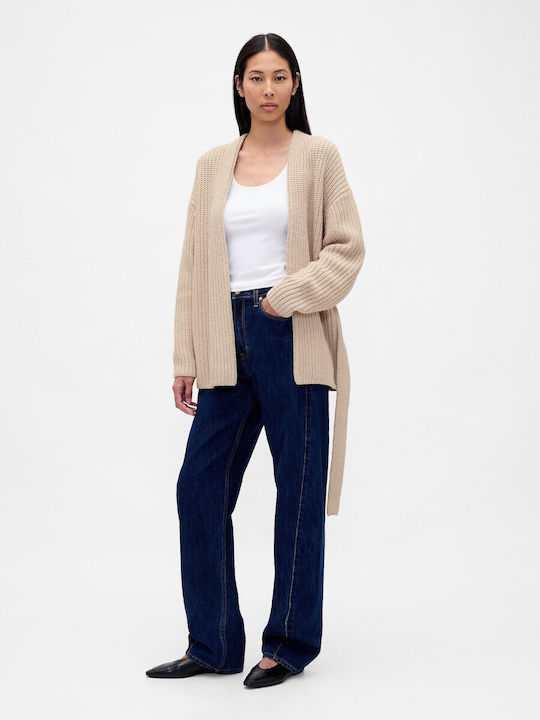 Μακριά Γυναικεία Πλεκτή Ζακέτα Moonstone Heather Beige