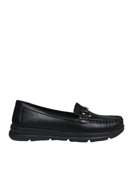 Leather Women's Moccasins in Black Color