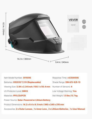 Vevor Welding Helmet with 100x59.4mm Visual Field Multicolour