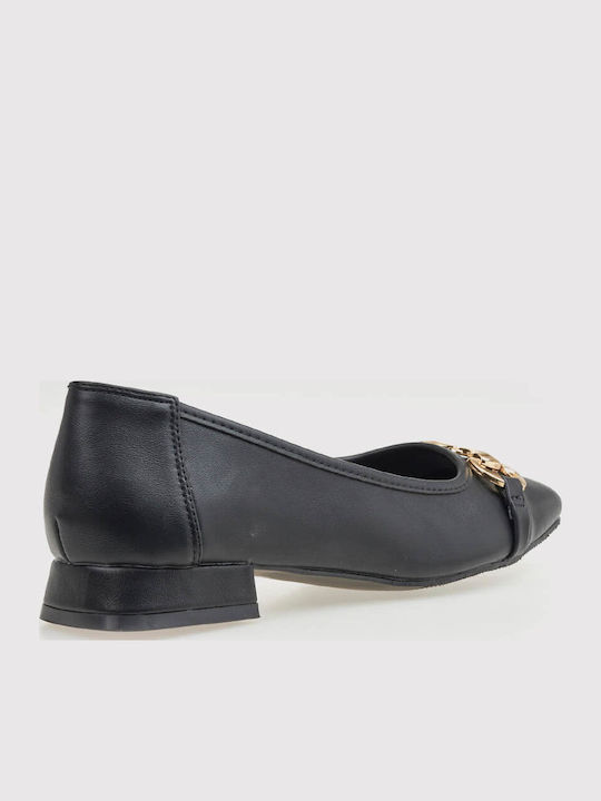 Leather Leopard Ballerinas Black