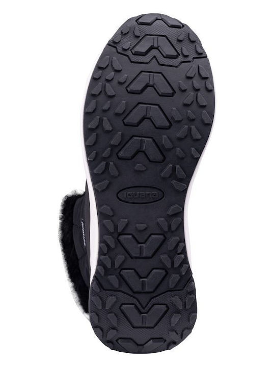 Synthetic Leather Snow Boots with Fur Navy Blue