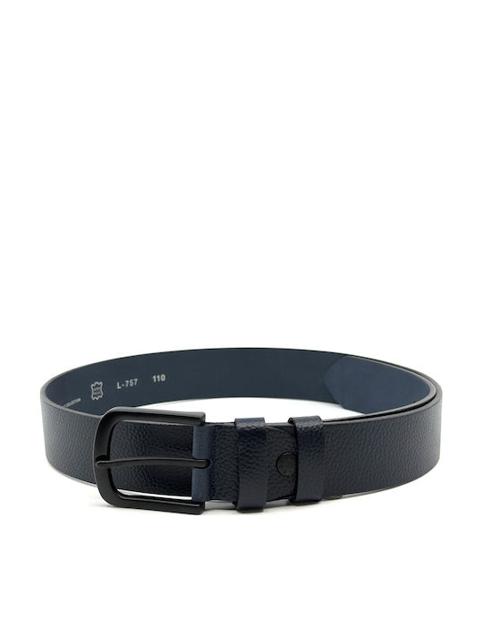 Wide Men's Belt Leather Blue