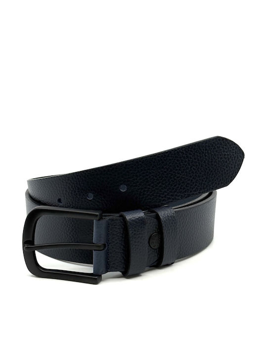 Wide Men's Belt Leather Blue