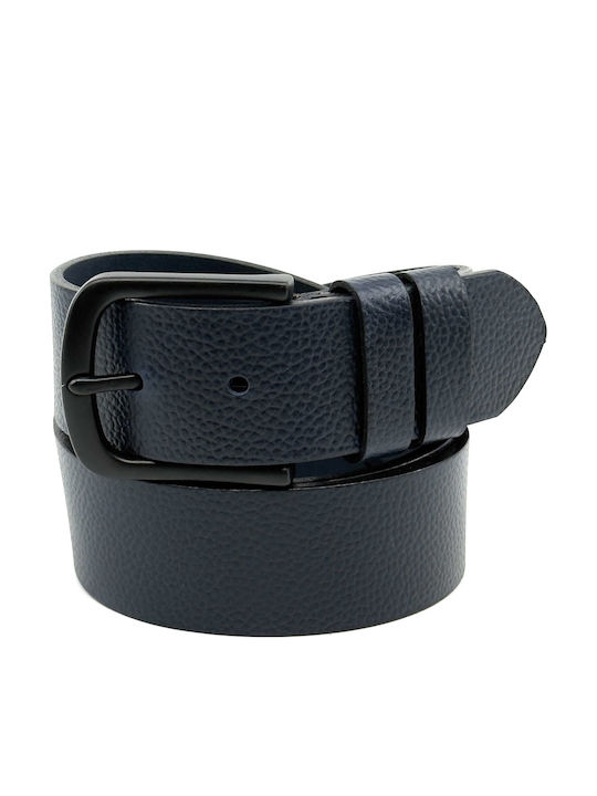 Wide Men's Belt Leather Blue