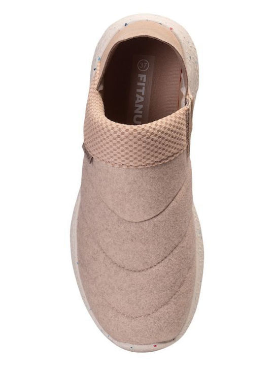 Γυναικεία Slip-On από Συνθετικό Δέρμα Ροζ