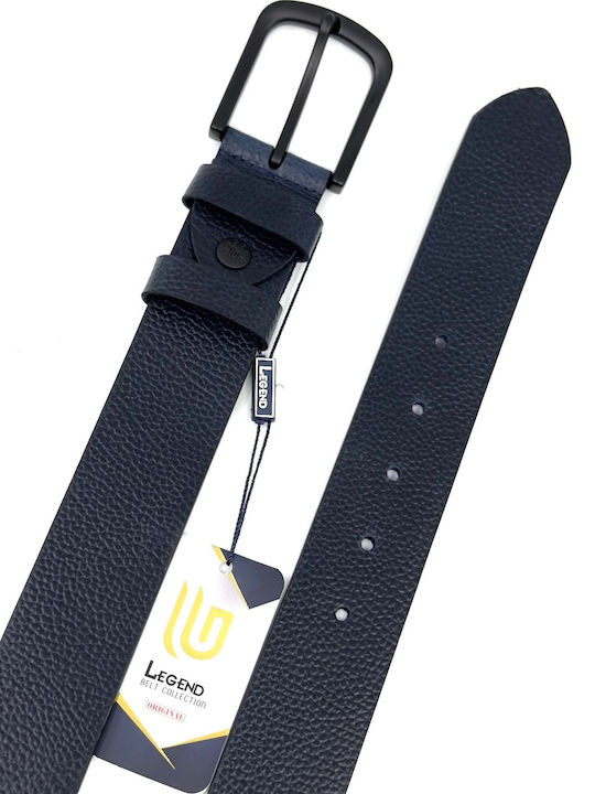 Wide Men's Belt Leather Blue