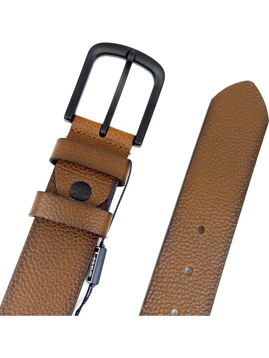Breit Herren Gürtel Leder Tabac Braun